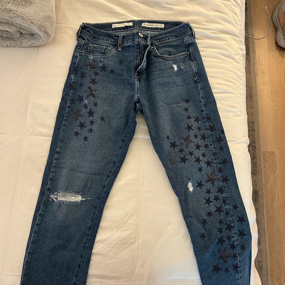 Women's Star-Patterned Blue Jeans